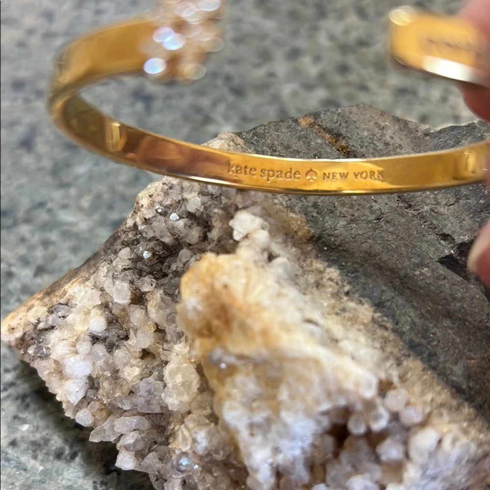 Gold Tone Kate Spade # Party of 2 Crystal Cuff Bracelet - Picture 2 of 4